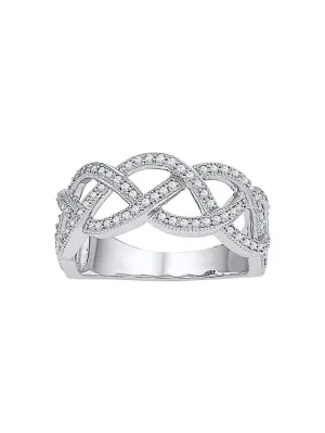 10kt White Gold Womens Round Diamond Woven Strand Band Ring 1/2 Cttw