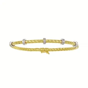 18k Gold Woven Bracelet with Diamonds