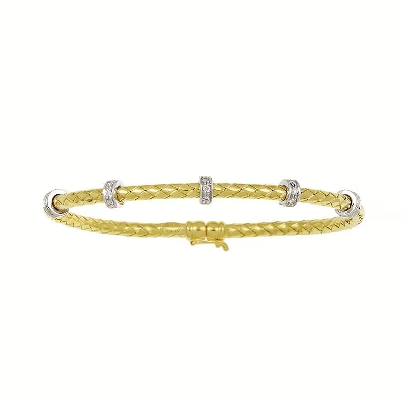 18k Gold Woven Bracelet with Diamonds