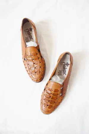 1970s Woven Leather Slip On Mules | US 9