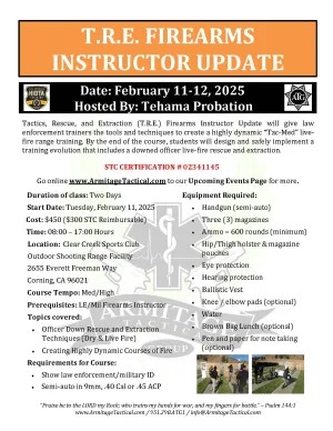 2025/02/11 - T.R.E. 2-Day Firearms Instructor Update - Corning, CA