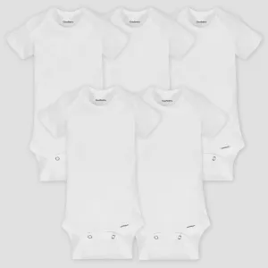 5-Pack Baby Neutral White Organic Onesies® Brand Short Sleeve Bodysuits