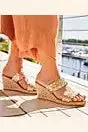 AA2AR171 Andre Assous Aria Woven Leather Espadrille Wedge Slides