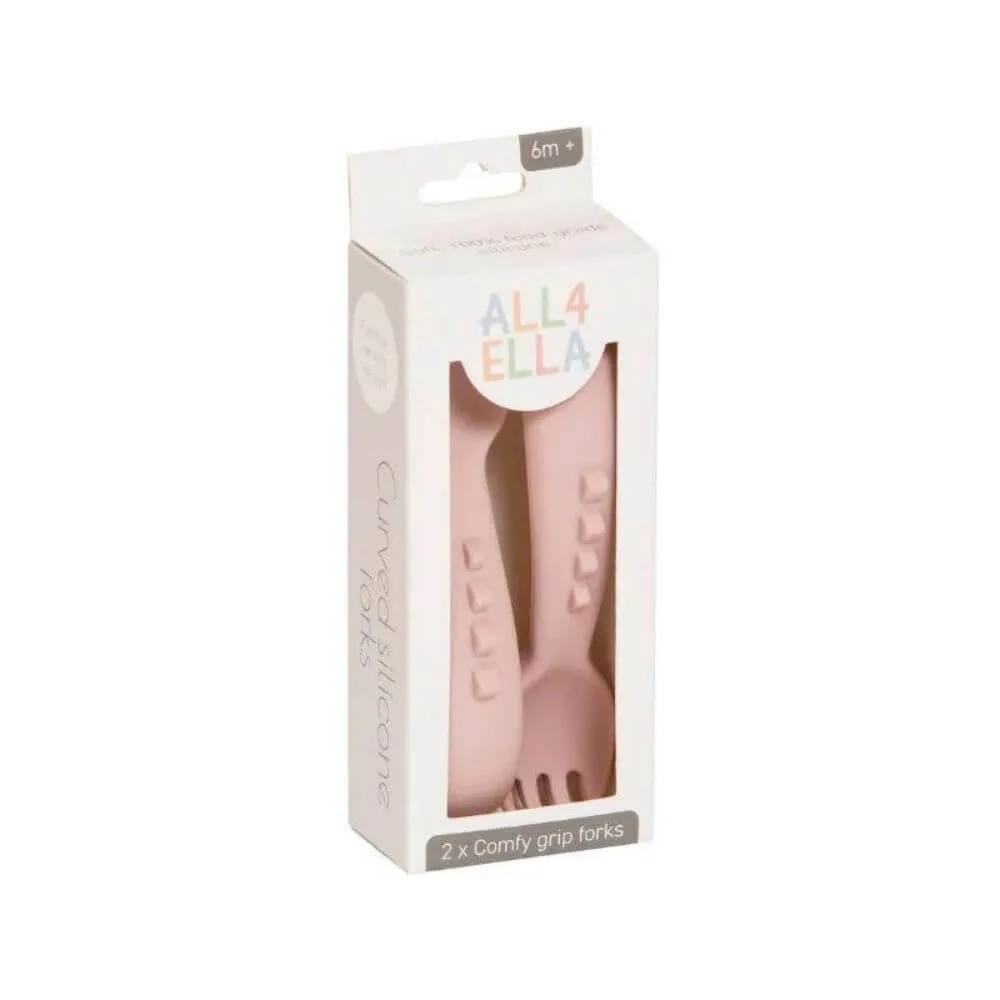 All4Ella Comfy Grip Silicone Forks, Dusty Pink