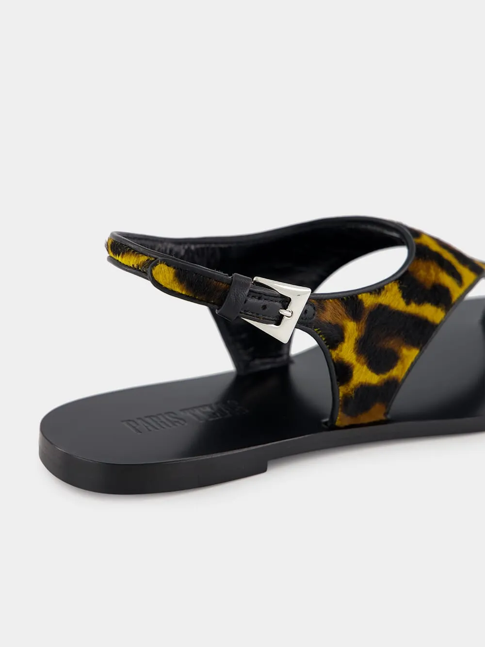 Amalfi Flat Sandals in Mustard Leopard Print