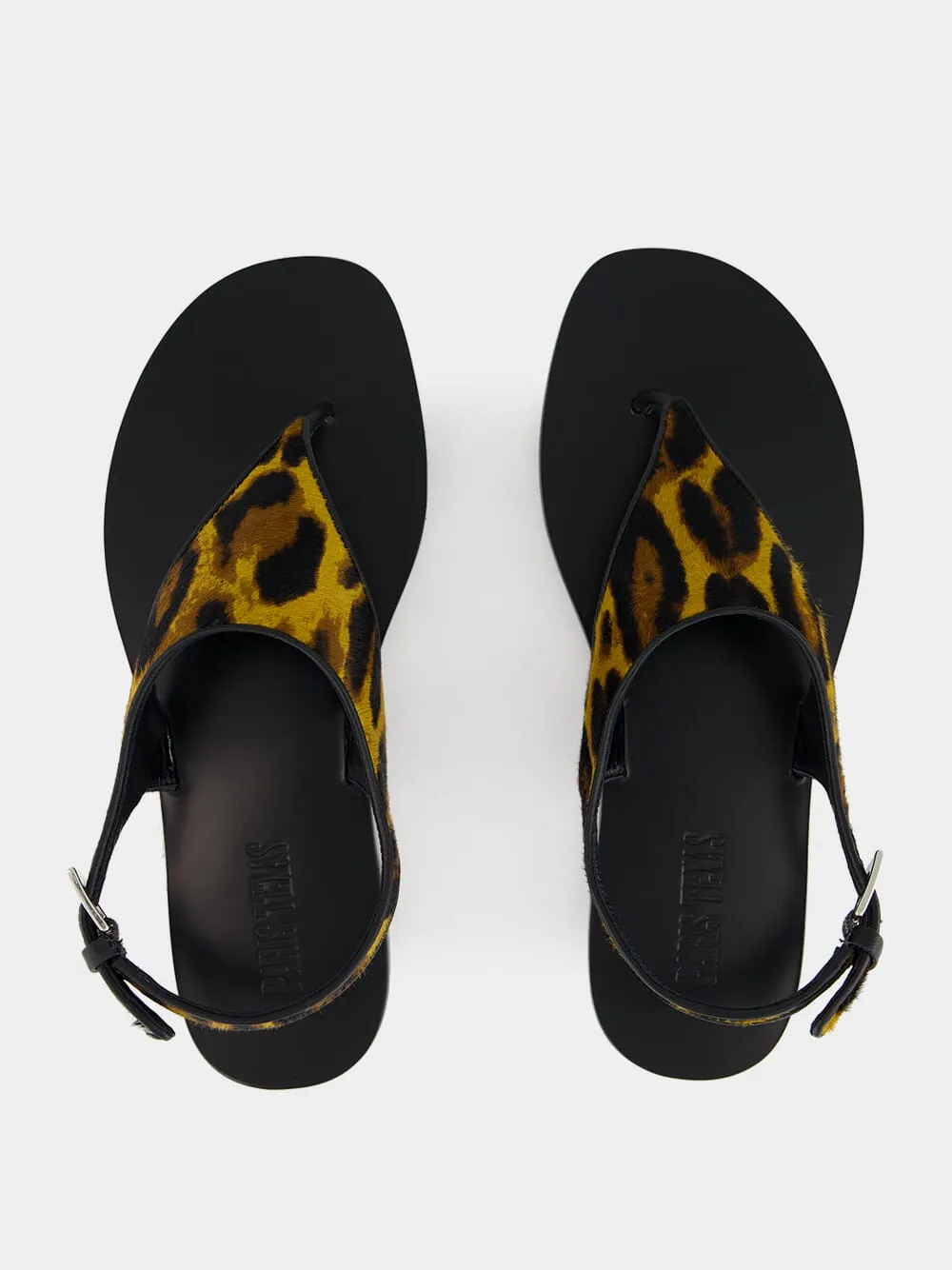 Amalfi Flat Sandals in Mustard Leopard Print