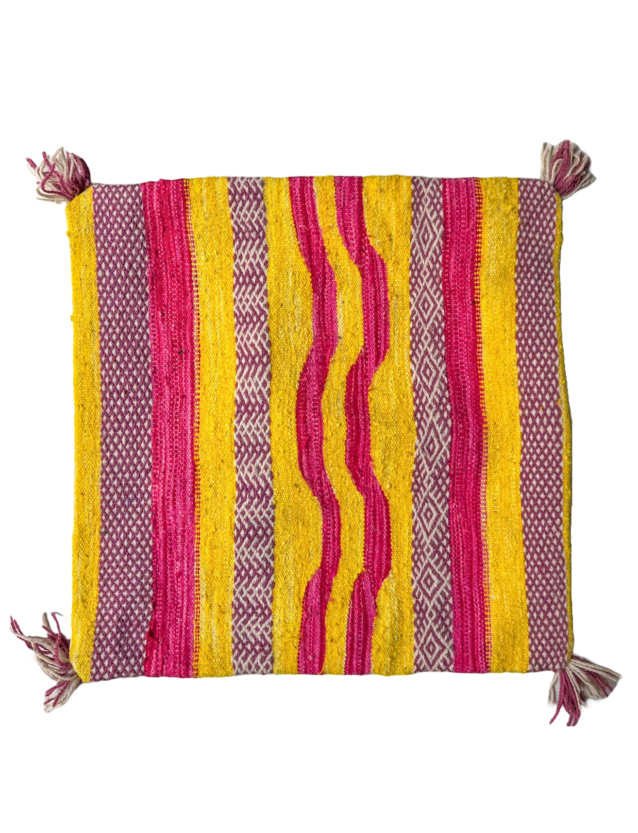 Anzal's Flatweave Pillow - Pink, Purple, Yellow