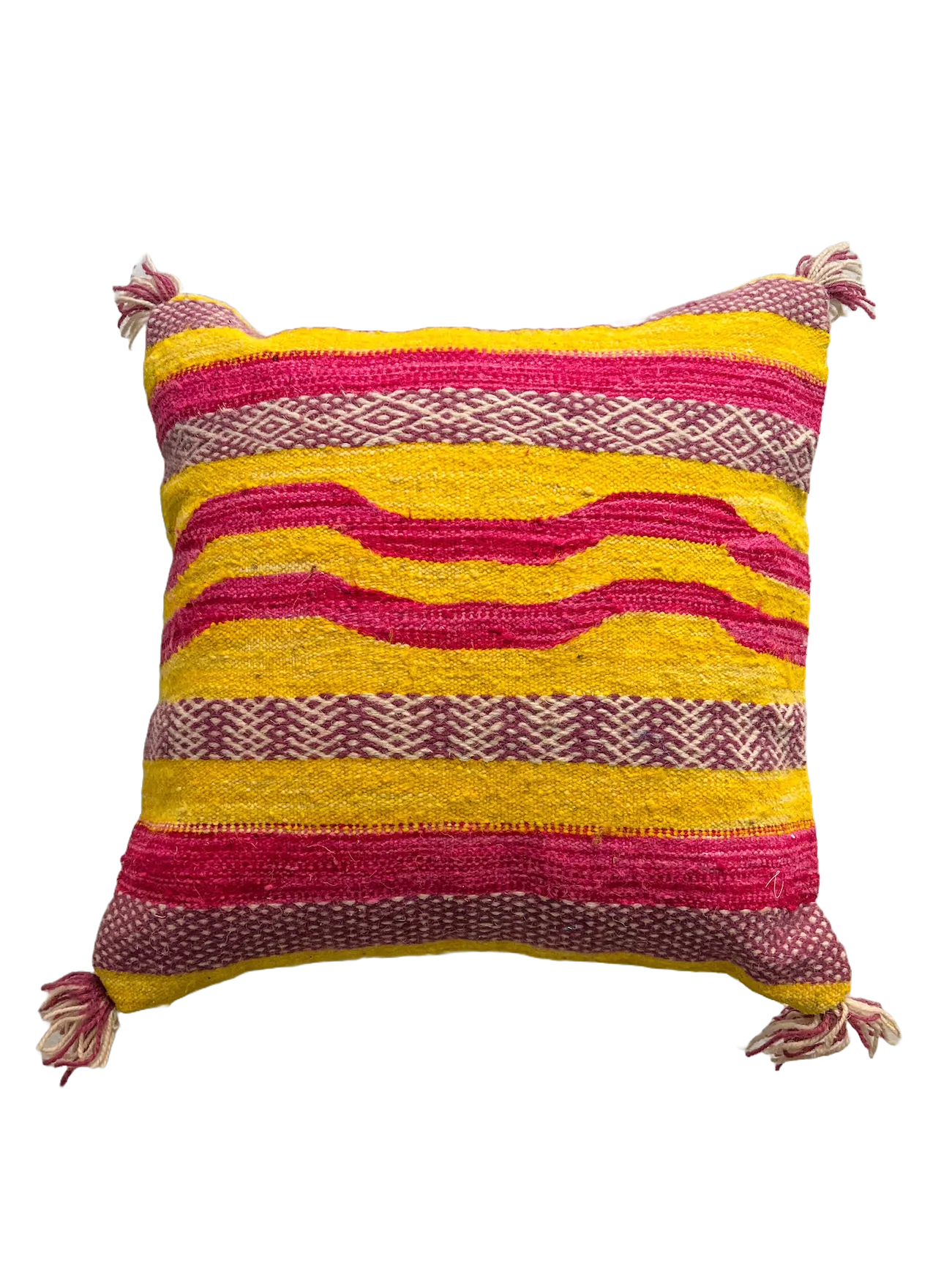 Anzal's Flatweave Pillow - Pink, Purple, Yellow