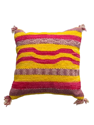 Anzal's Flatweave Pillow - Pink, Purple, Yellow