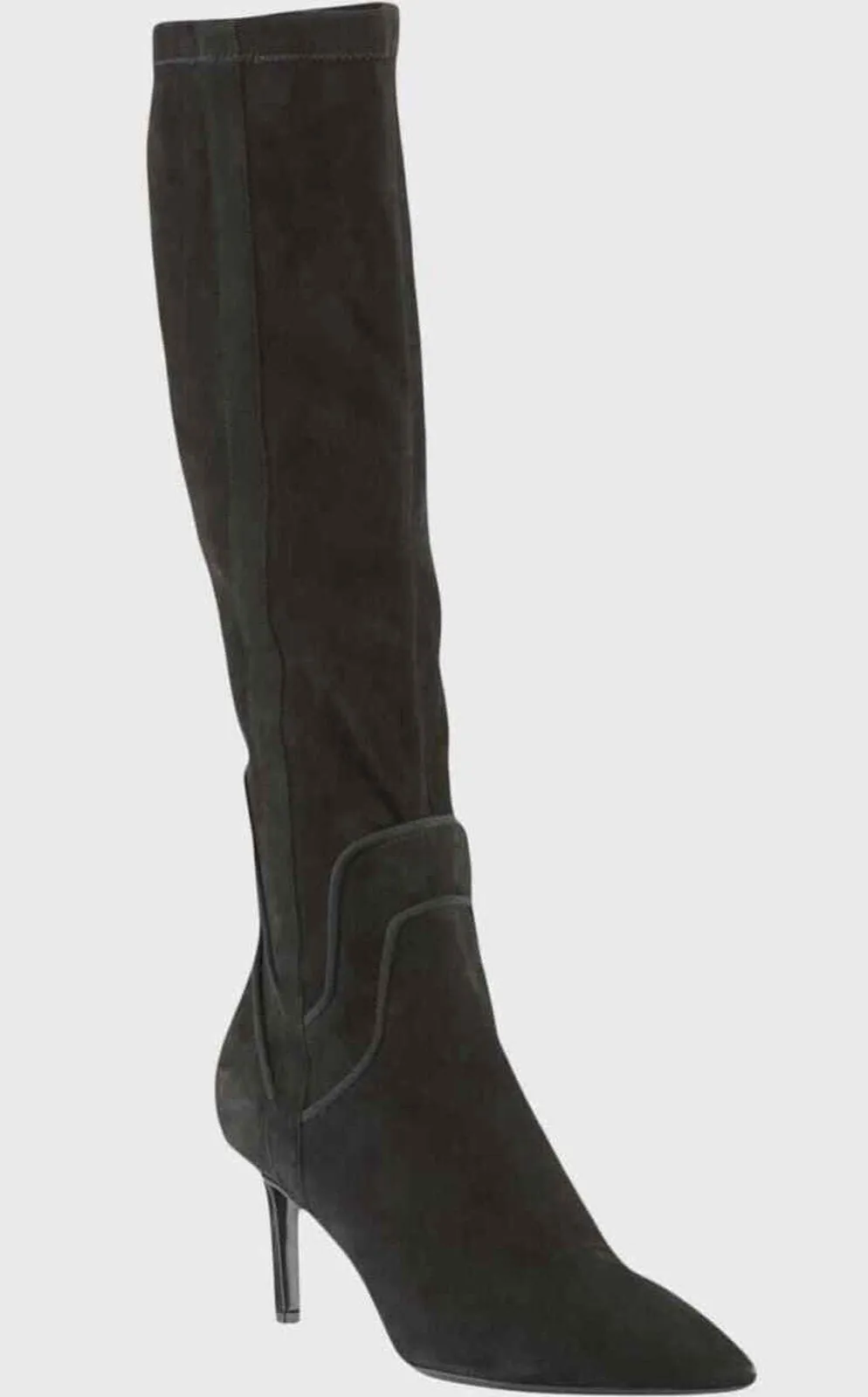 AQUATALIA Women's Mariel Knee-High Boots – Black Weatherproof Suede, Size 9.5