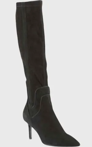 AQUATALIA Women's Mariel Knee-High Boots – Black Weatherproof Suede, Size 9.5