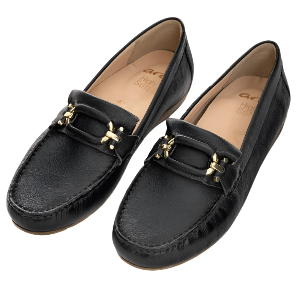 Ara Women's Amarillo Buckle Slip-On Loafer Navy Leather