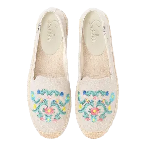 Bayside Beach Club Espadrille Floral Creme