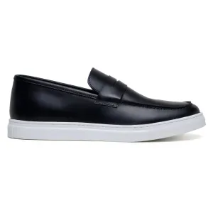 Belvedere Elliot in Black Nappa Leather Slip-On Penny Sneaker