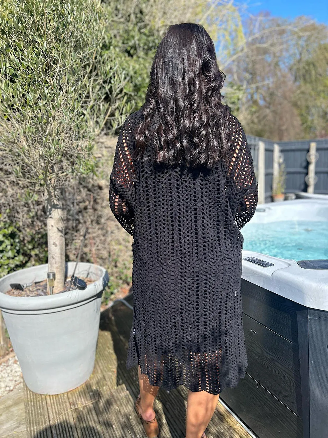 Black Loose Knit Collared Dress Olivia