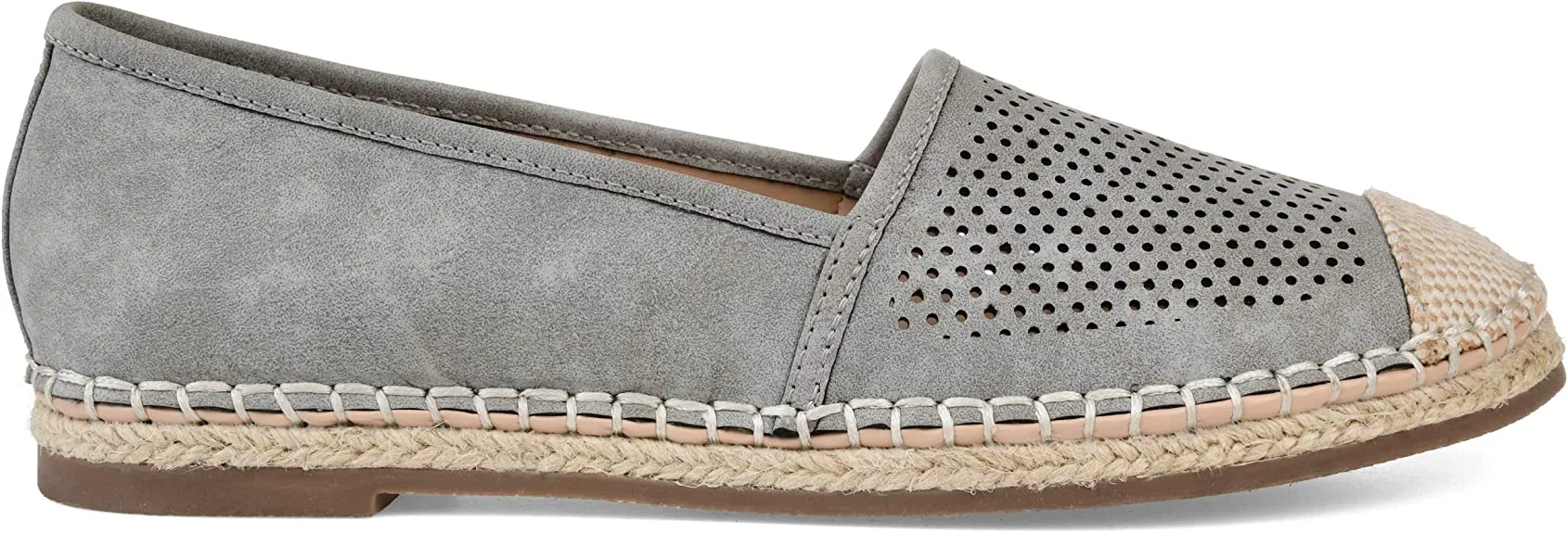 Brinley Co. Womens Pinhole Espadrille Flat Grey, 9 Regular US