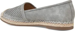 Brinley Co. Womens Pinhole Espadrille Flat Grey, 9 Regular US
