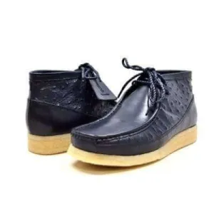 British Walkers Walker 100 Men's Navy Blue Ostrich Leather Ankle Boots