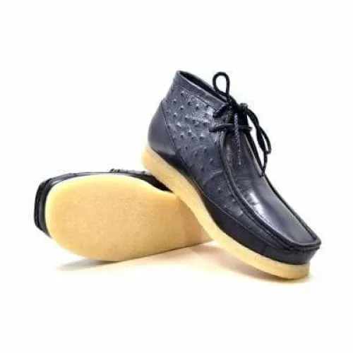 British Walkers Walker 100 Men's Navy Blue Ostrich Leather Ankle Boots
