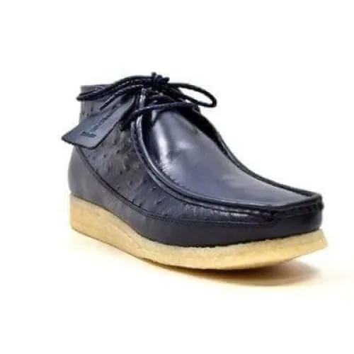 British Walkers Walker 100 Men's Navy Blue Ostrich Leather Ankle Boots
