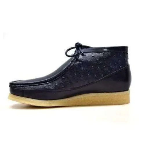 British Walkers Walker 100 Men's Navy Blue Ostrich Leather Ankle Boots