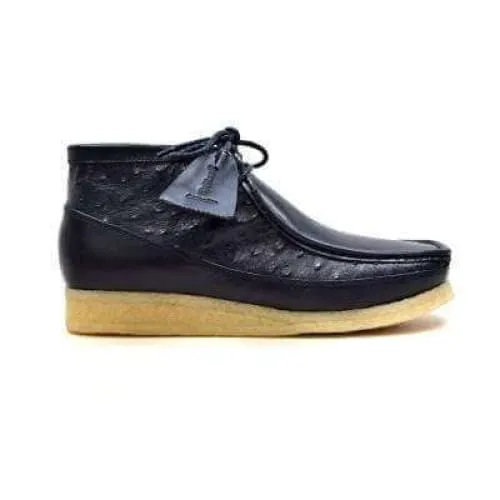 British Walkers Walker 100 Men's Navy Blue Ostrich Leather Ankle Boots