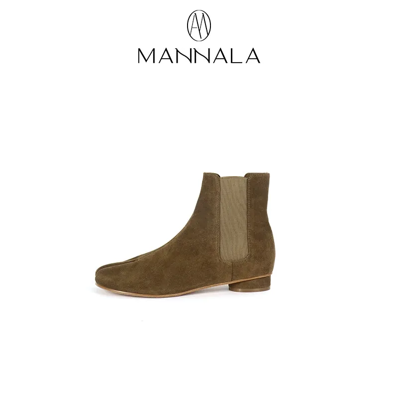 Calf Suede Split Toe Boots