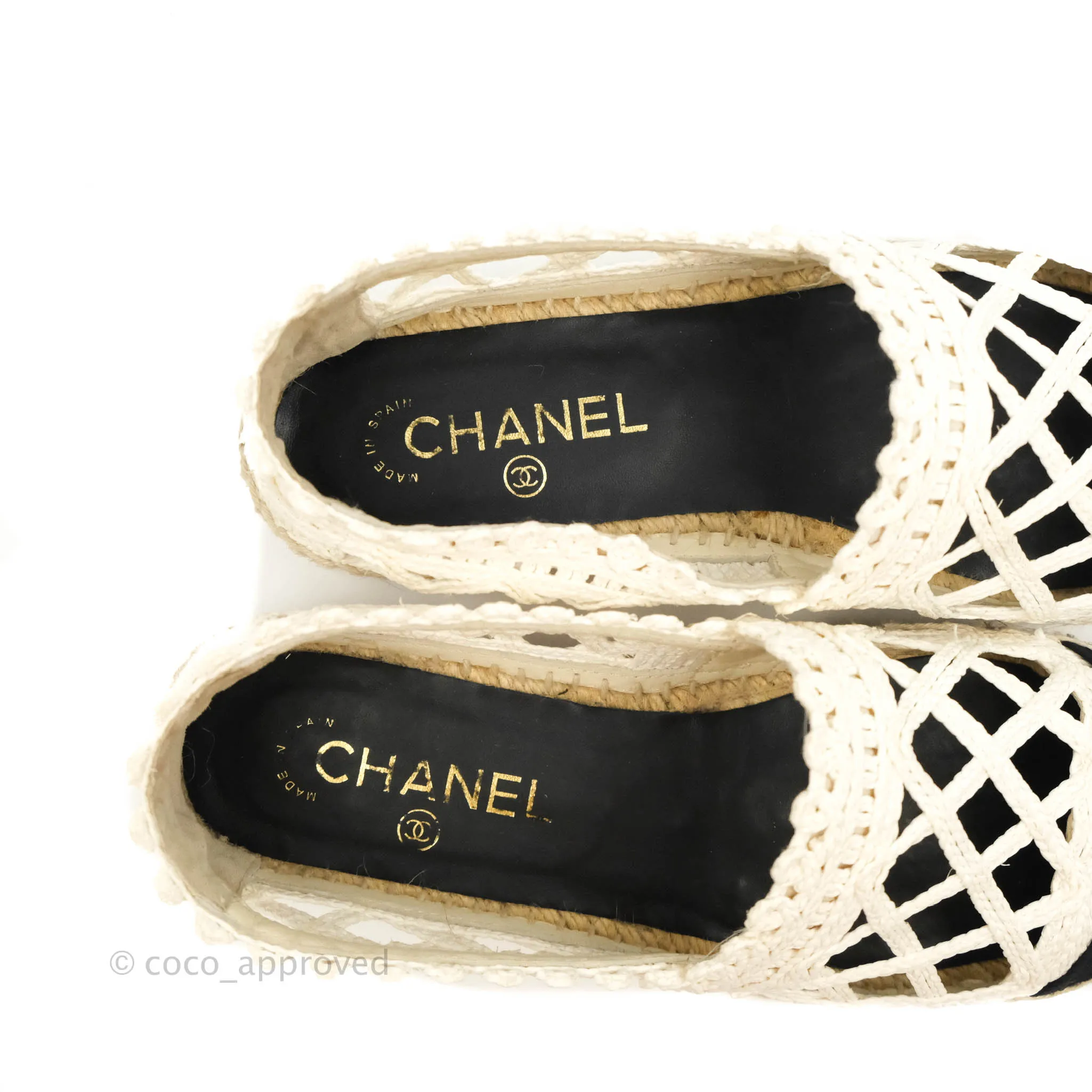 Chanel Woven Espadrilles Black/White 18C Size 38