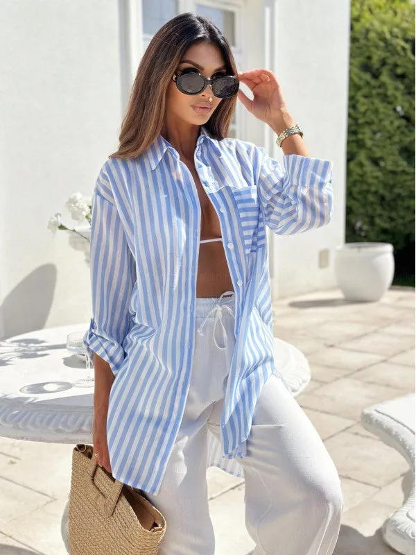 Chic Printed Button-Up Shirt Dress with Waist-Tie Belt