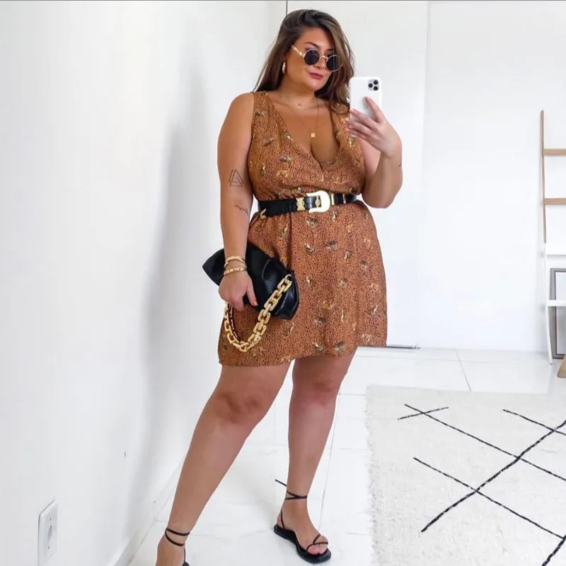 Chic Sleeveless Belted Printed Mini Dress for Effortless Summer Style