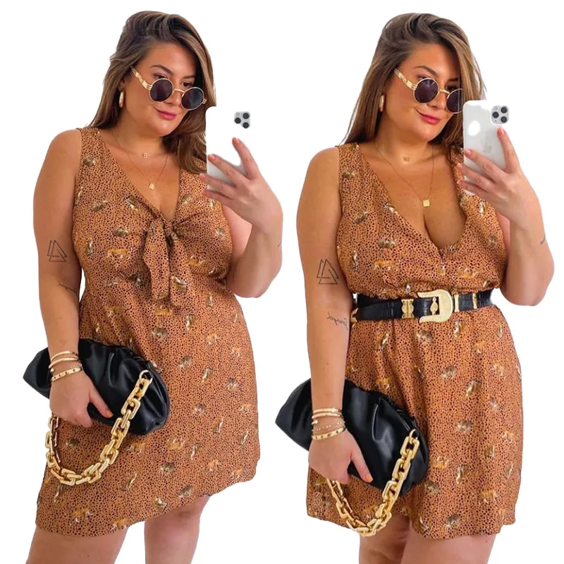 Chic Sleeveless Belted Printed Mini Dress for Effortless Summer Style