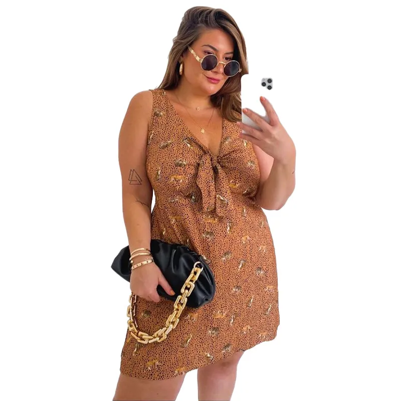 Chic Sleeveless Belted Printed Mini Dress for Effortless Summer Style