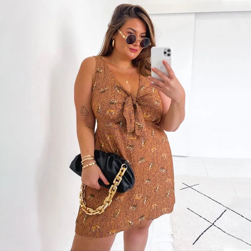 Chic Sleeveless Belted Printed Mini Dress for Effortless Summer Style