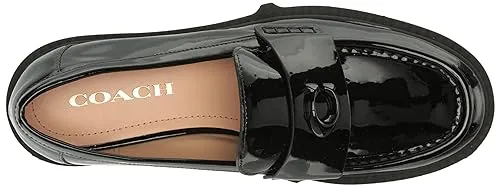 COACH Women's Flats Leah Loafer in Patent Leather, Color Black Patent, Size 6