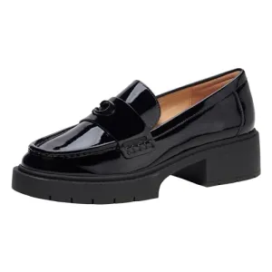 COACH Women's Flats Leah Loafer in Patent Leather, Color Black Patent, Size 6