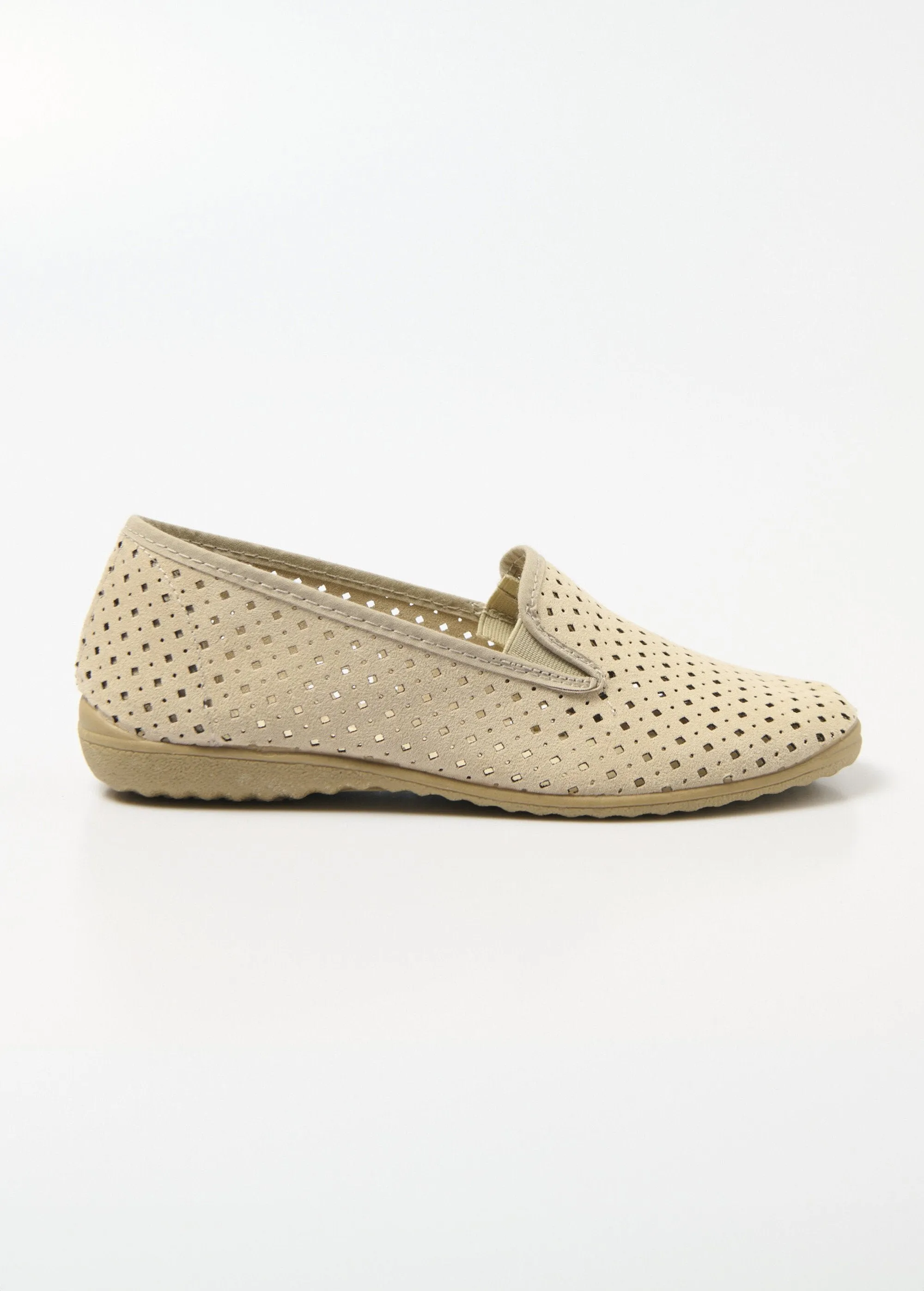 Comfort width perforated elasticated loafers