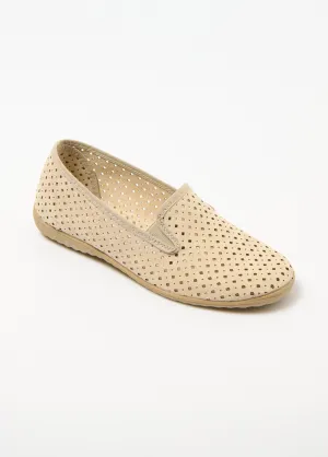 Comfort width perforated elasticated loafers