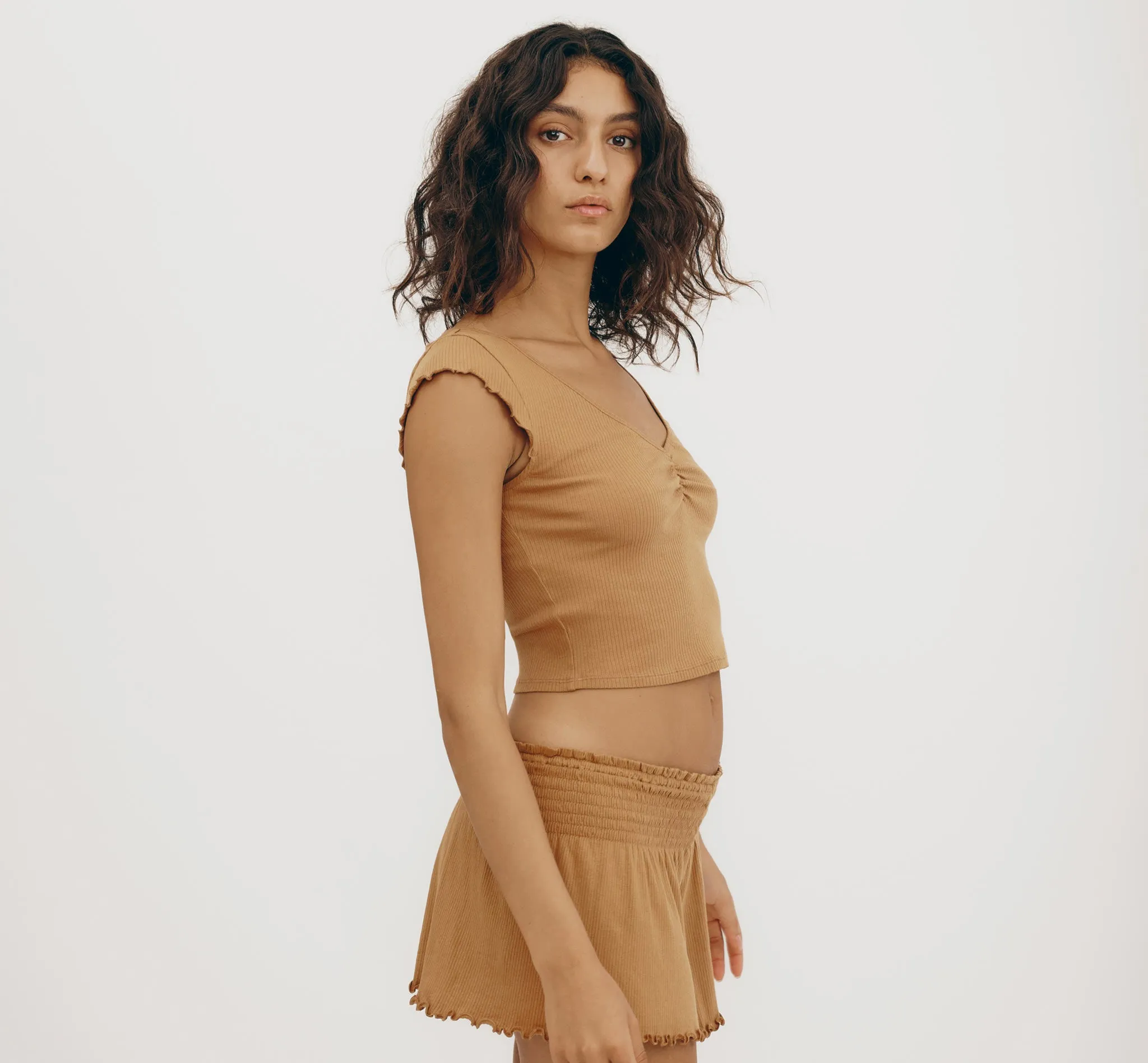 Core Bold Rib Ruched Tee
