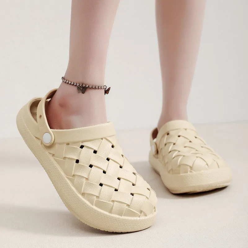 Cross-woven Clogs, Dual-use Slippers Outdoor Garden  and indoor Women Shoes