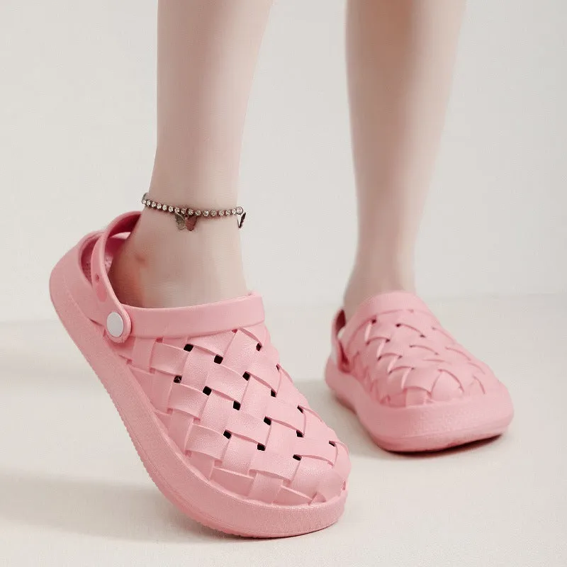 Cross-woven Clogs, Dual-use Slippers Outdoor Garden  and indoor Women Shoes