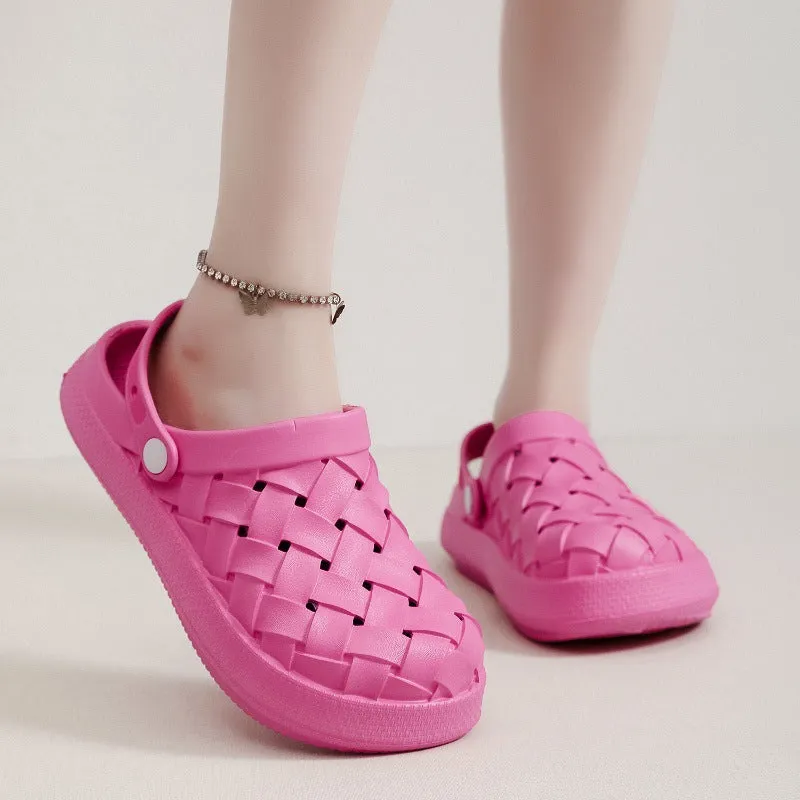 Cross-woven Clogs, Dual-use Slippers Outdoor Garden  and indoor Women Shoes