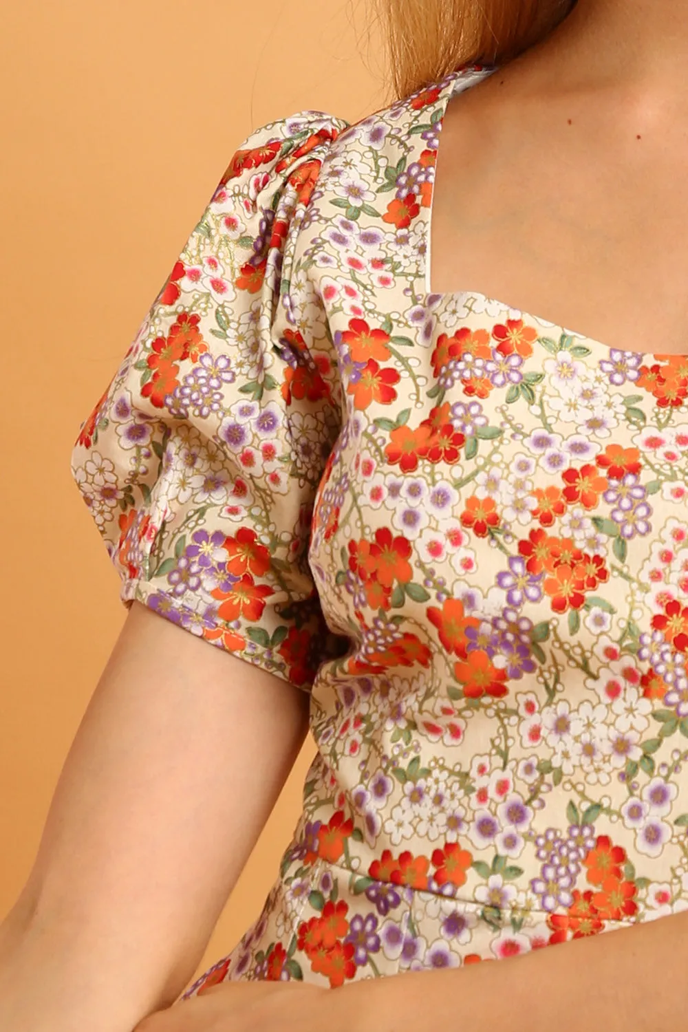 Daisy Linen Jumpsuit in Mandarin Floral