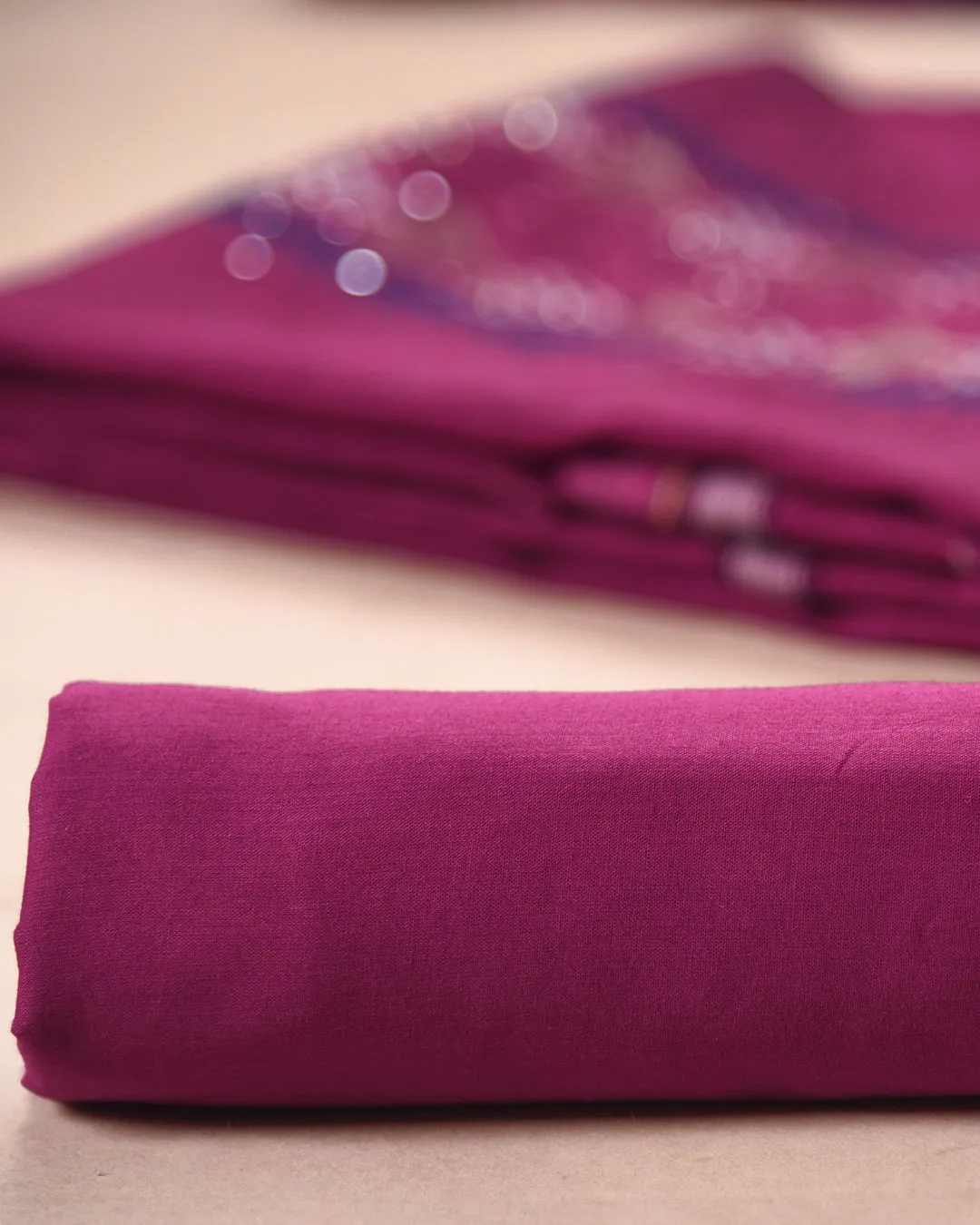 Deep Magenta Chanderi Woven With Embroidery Unstitched Suit Fabric Set With Chanderi Woven Dupatta