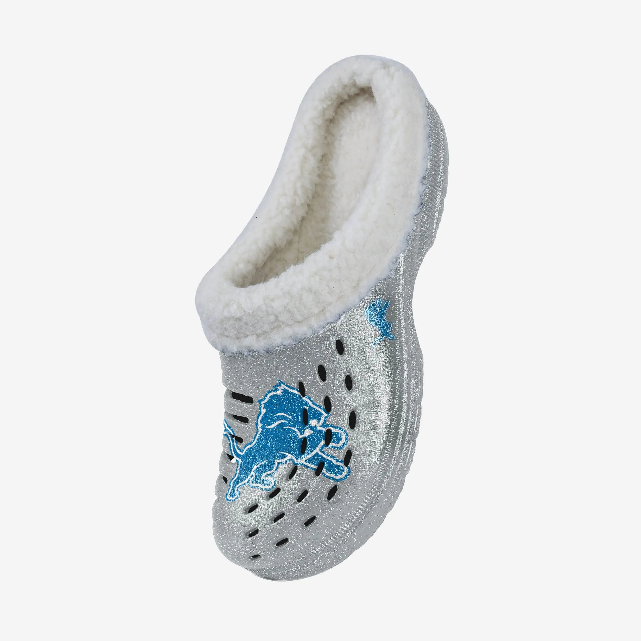Detroit Lions Womens Sherpa Lined Glitter Clog