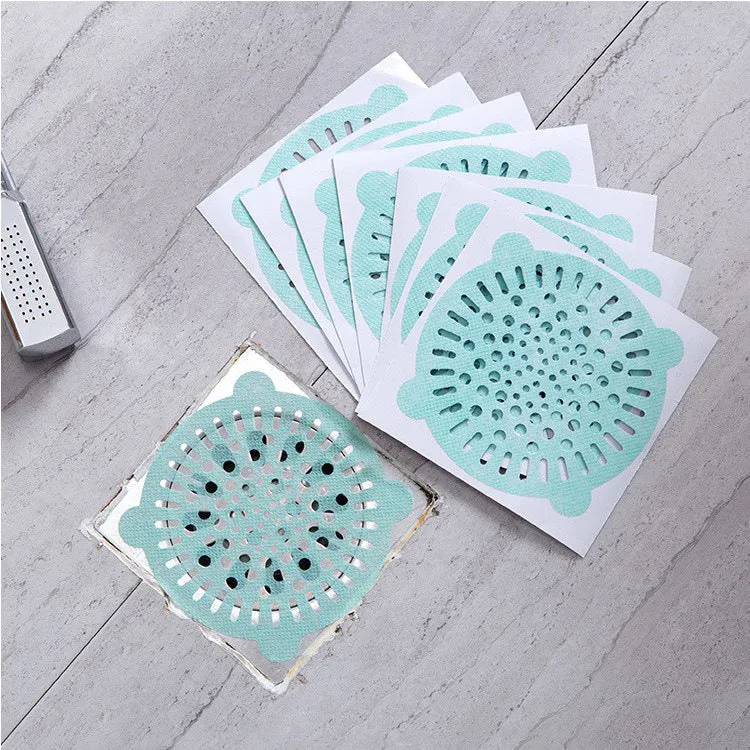 Disposable Floor Drain Stickers - Hair Filter Stickers for Sinks | Prevent Clogged Pipes and Debris Blockage | Anti-Blocking Drain Filters