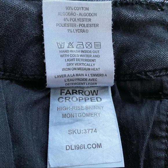 DL1961 Farrow Cropped High Rise Skinny in Montgomery Size 26