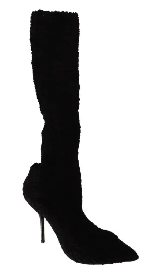 Dolce & Gabbana Black Chic Stretch Sock Boots