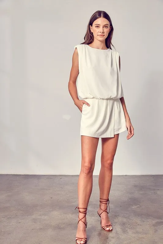DRAPE NECK OPEN BACK ROMPER
