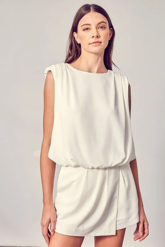 DRAPE NECK OPEN BACK ROMPER
