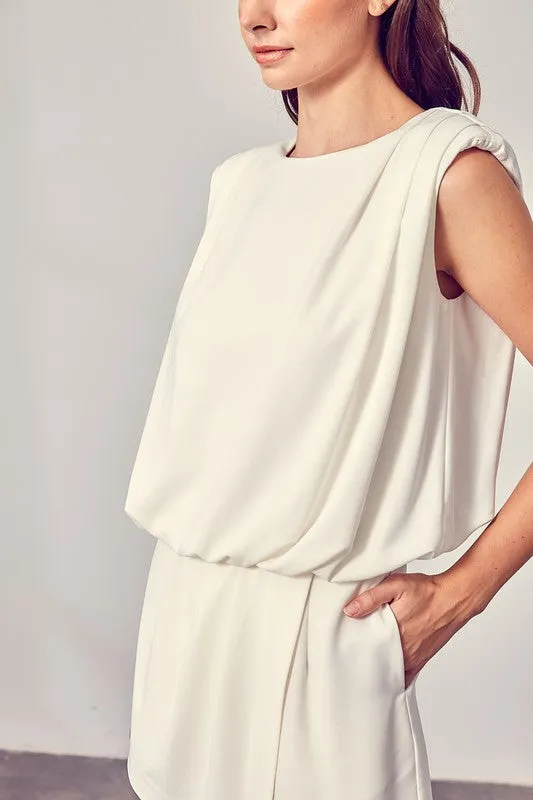 DRAPE NECK OPEN BACK ROMPER